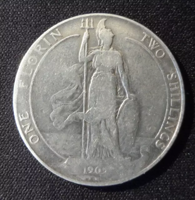 1905 Edward VII Florin VERY RARE DATE 0.925 Silver Good Collectible Grade Coin