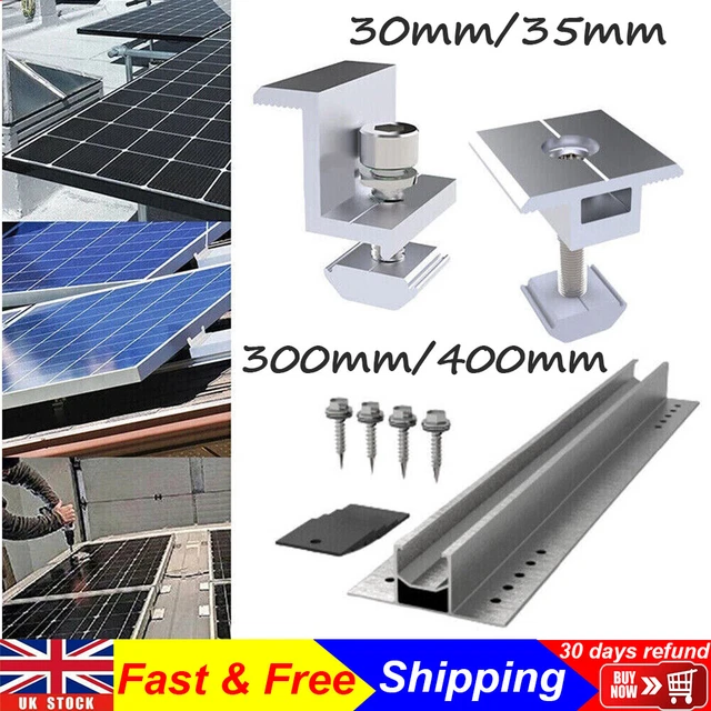 ALUMINUM SOLAR PANEL Roof Mounting Rail Kit Brackets Holder Mid/End ...