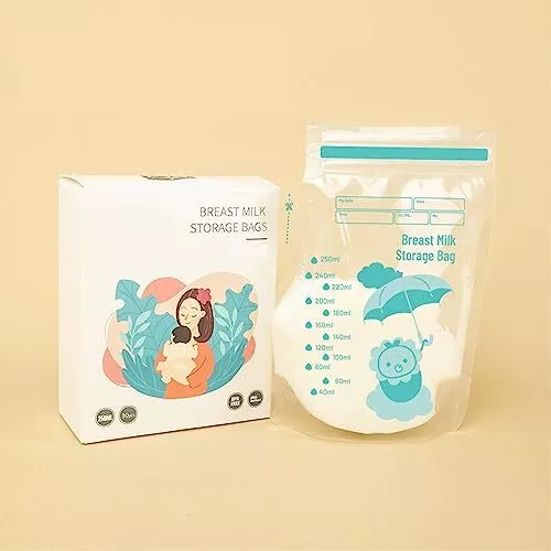 JEOPKO 30 Breast Milk Storage Bags 250ml Milk Freezer Bags Breastfeeding Esse...