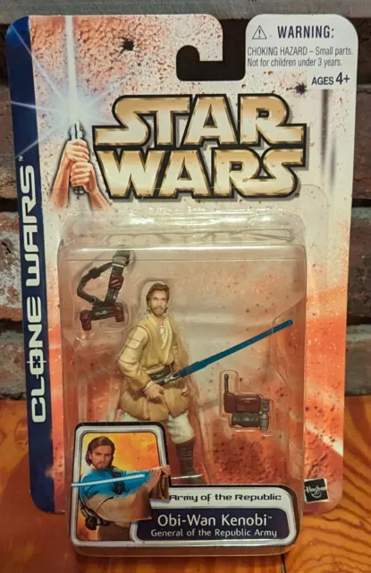 2003 Hasbro Star Wars Clone Wars Obi-Wan Kenobi Army Of The Republic Figure MOC