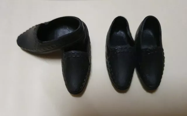 2x Pairs Male Doll Black Plastic Casual Shoes outfit for Ken sized dolls FreeP&P