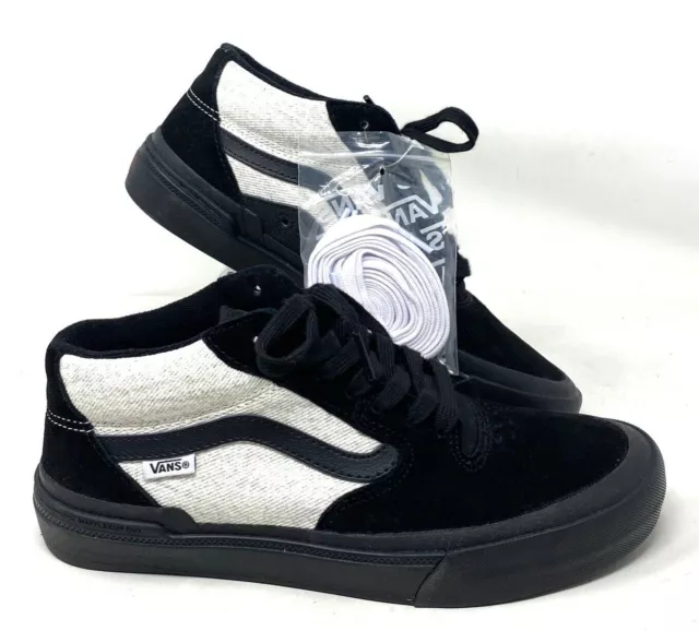 VANS BMX Style 114 Shoes For Women Suede Canvas Black Mid Sneakers VN0A4BXLBLA