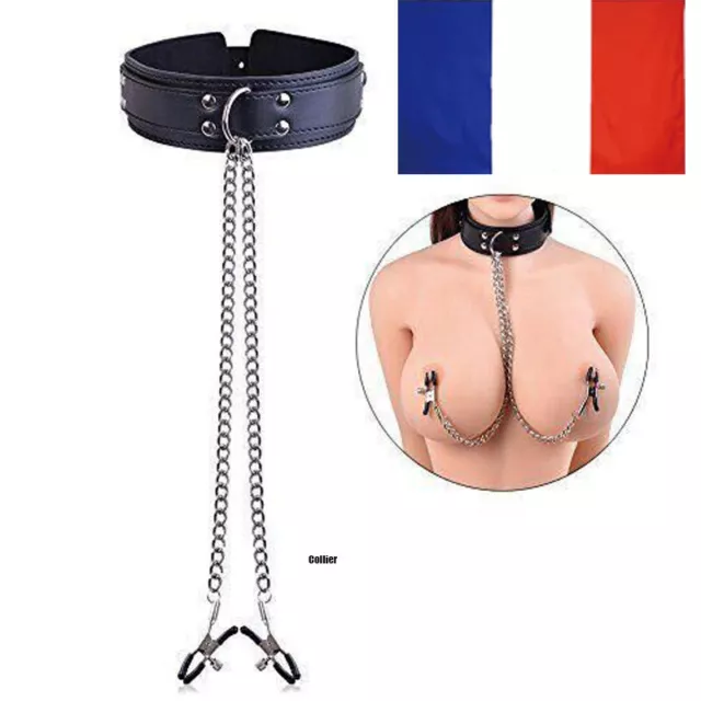 Metal Pinces À Seins Tétons Avec Chaîne De Seins Avec Collier Soumission Esclave