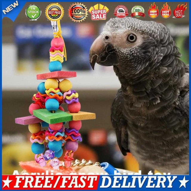 Bola de mascar acrílico pájaro loro bloques de madera adornos jaula columpio juguetes para mascotas