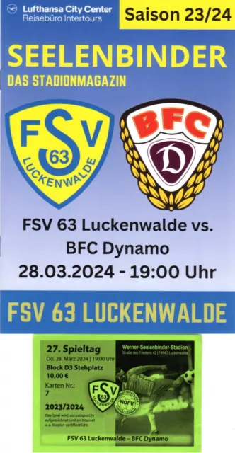 Programm + Ticket FSV Luckenwalde -  BFC Dynamo  28.03.2024