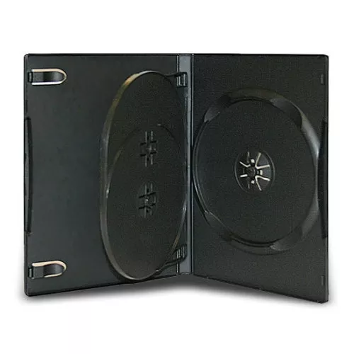 5 Standard 14mm Triple Multi 3 Disc CD DVD Black Storage Case Box