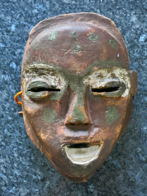Striking Old Rare Tribal Wood Mask Pende Related Central West Africa Pigment Age