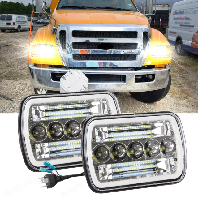 Pair 7X6" 5x7" LED Headlight for Ford Super Duty Truck F550 F650 F750 F600 F700