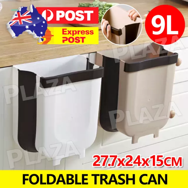 Folding Waste Bin Trash Can Garbage Box Kitchen Dustbin Tidy Hanging Container