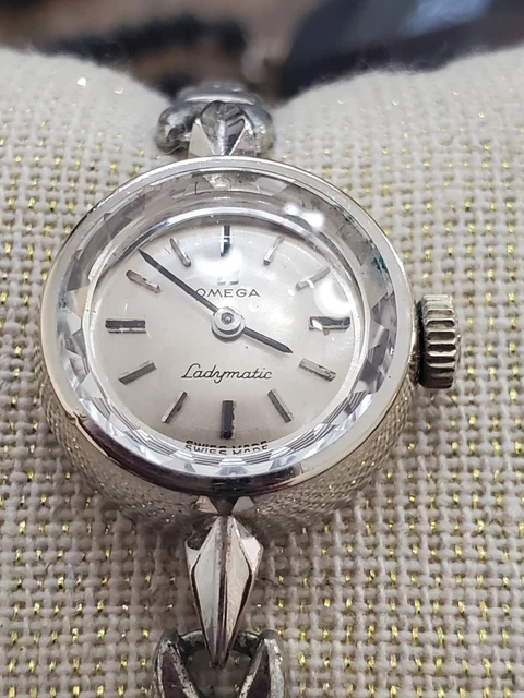OMEGA Ladymatic Vintage 1950's Solid 14k White Gold, Mother of Pearl, Gemstones OMEGA Ladymatic Vintage 1950's Solid 14k White Gold, Mother of Pearl, Gemstones