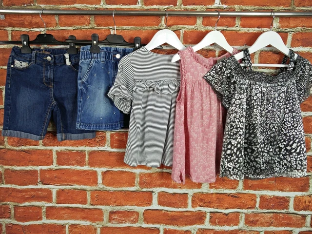 Girls Bundle Age 6-7 Years Next Matalan Denim Skirt Shorts Top T-Shirt Set 122Cm