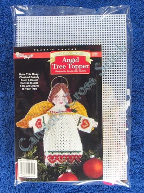 Needlepoint Christmas Kit Angel Tree Topper Ornament Plastic Canvas Quick OOP
