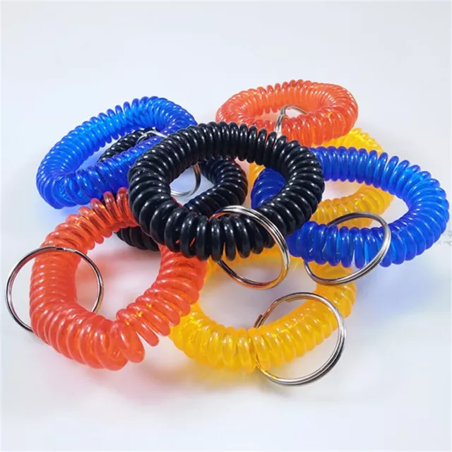 2PCS Retractable Plastic Spring Coil Spiral Bracelet Stretch Key Ring Key Chain