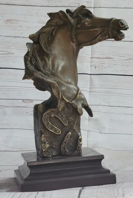 Originale Milo Splendido Busto Cavallo Testa Bronzo Figura Scultura Art Statuina