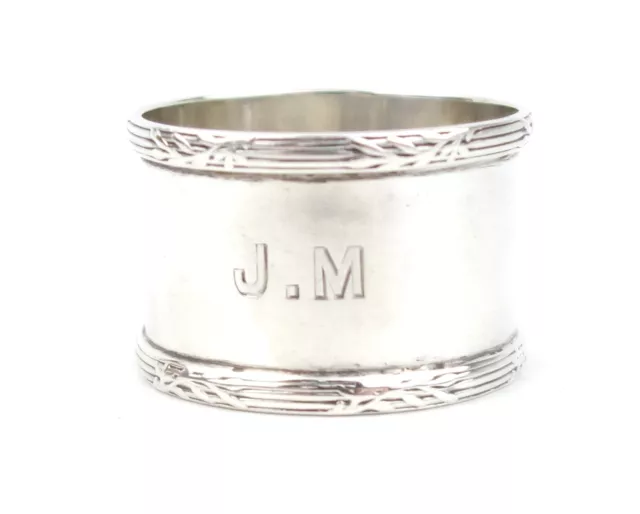 Antique Sterling Silver Napkin Ring Monogrammed JM Birmingham 1907