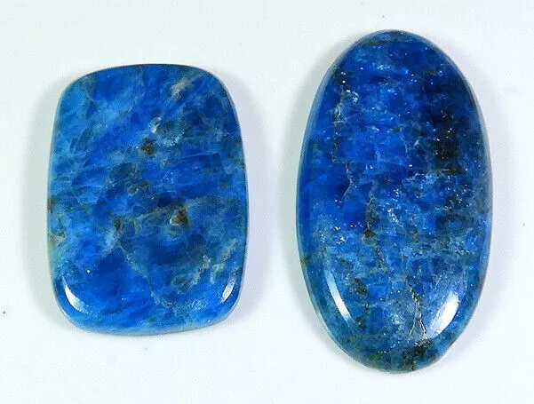 114Cts. Pietra preziosa sfusa ovale cabochon apatite blu naturale 2 pezzi... 3