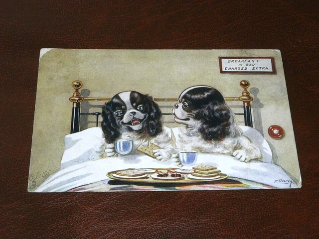 ORIGINAL  ELLAM SIGNED ANTHROPOMORPHIC TUCK DOG POSTCARD - SPANIELS, No. 9321.