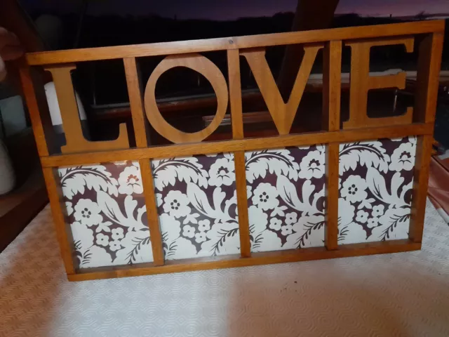 Lovely Heavy Solid Wood Photo Frame, Wall Art, Carved with LOVE & 4 Glass frames