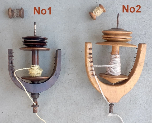 ANTIGUO VOLANTE DE CARRETE GIRATORIO DE MADERA +1 BOBINA PEQUEÑA.Elige 1 de 2 ofertas