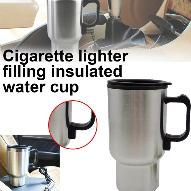 12V Car Heating Cup Stainless Steel Travel Electric Coffee Heated Kettle 450ml-