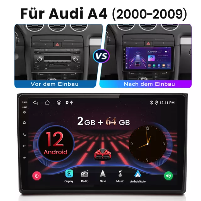 2+64G Android 12 radio de coche RDS navegador para Audi A4 S4 B6 B7 Avant Cabriolet quattro