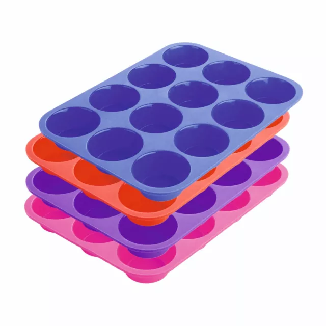 12 Silicone Large Muffin Yorkshire Pudding Mould Cupcake Baking Tray Bakeware