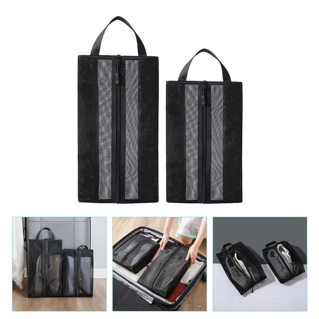 Bolsa de almacenamiento de malla bolsas de almacenamiento de plástico bolsas de zapatos negro poliéster malla transpirable