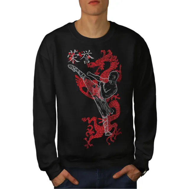 Wellcoda Ninja Dragon Warrior Mens Sweatshirt, Kung Fu Casual Pullover Jumper