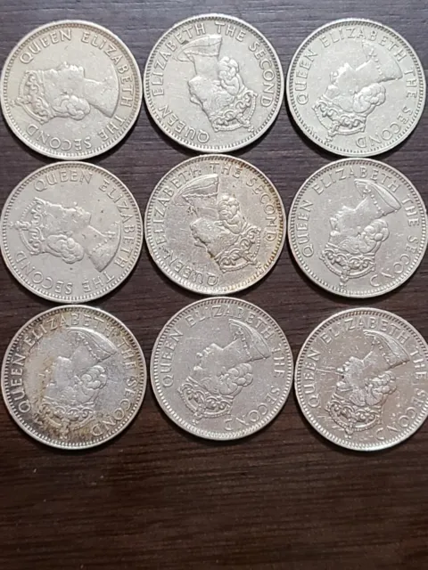 Lot of ***NINE*** British Honduras (Belize) 25 Cent Coin! Great Condition!