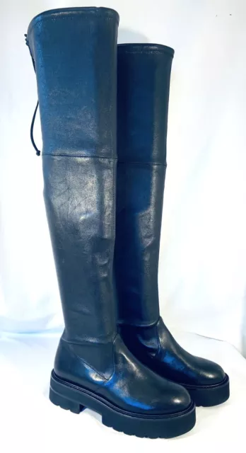 STUART WEITZMAN Lowland Ultralift Over the Knee Boots Black Leather Women's 7.5 2