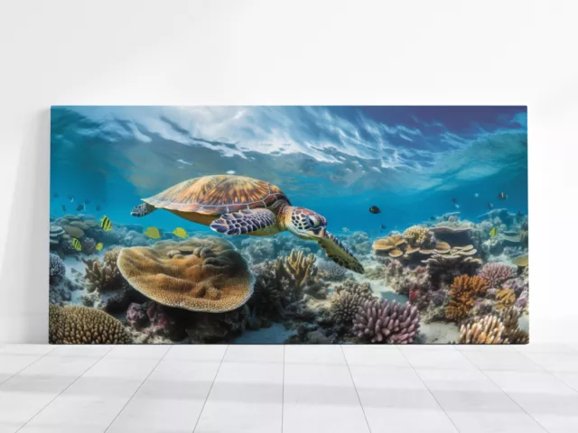 Turtle Painting Photo Art HD Canvas Poster Ocean Coral Reef Wall Art Home Decor