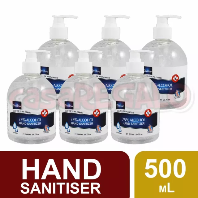 75% Alcohol Based Instant Hand Sanitizer Sanitiser 500ml Kills 99.99%