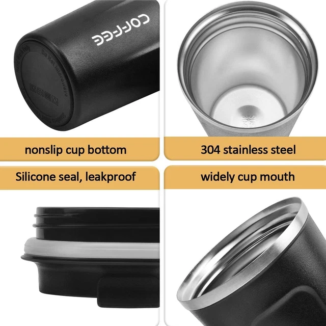 12oz Stainless Steel Vacuum Insulated Tumbler - Spill-Proof Coffee Travel Mug wi 2