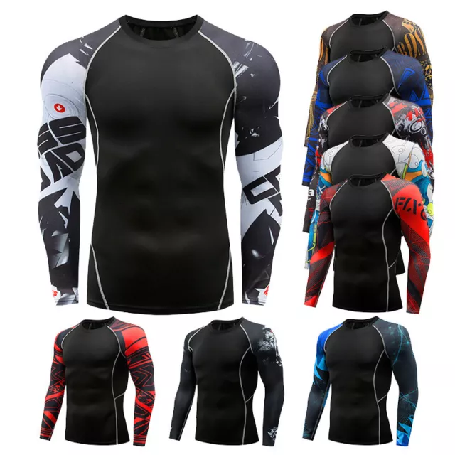 Men's Workout Tops Compression Base Layer Gym Sports Running Training T-shirt