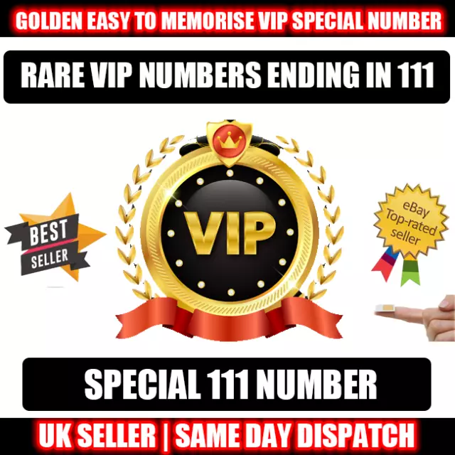 Golden Number Platinum SIM UK Card - Easy to Memorise 111 Ending VIP Numbers LOT