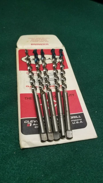 USA Made CLEVELAND TWIST 19/64" Hi-Helix taper length step drill 7/32 HSS 5 pack