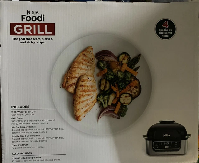 BRAND NEW NINJA AG300 Foodi 4in1 Indoor Grill with 4 Quart Air Fryer