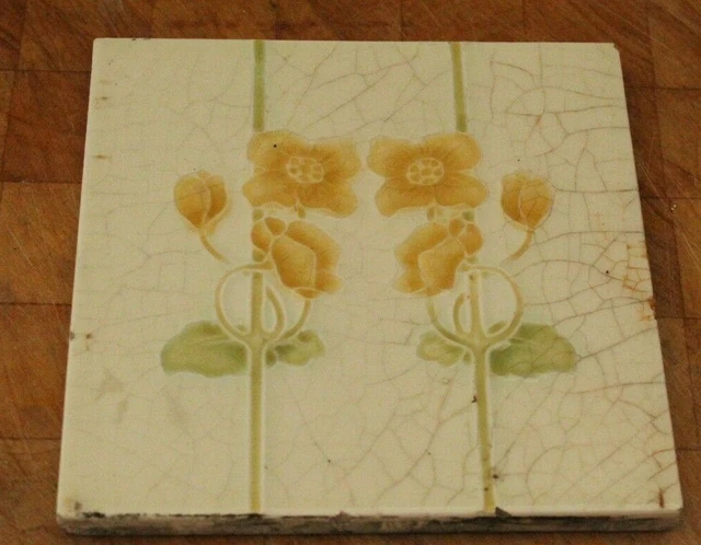 charming ENGLISH art nouveau flowers antique TILE Jugendstil