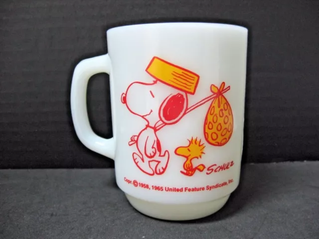 vtg SNOOPY come home Anchor Hocking FIRE KING woodstock MUG