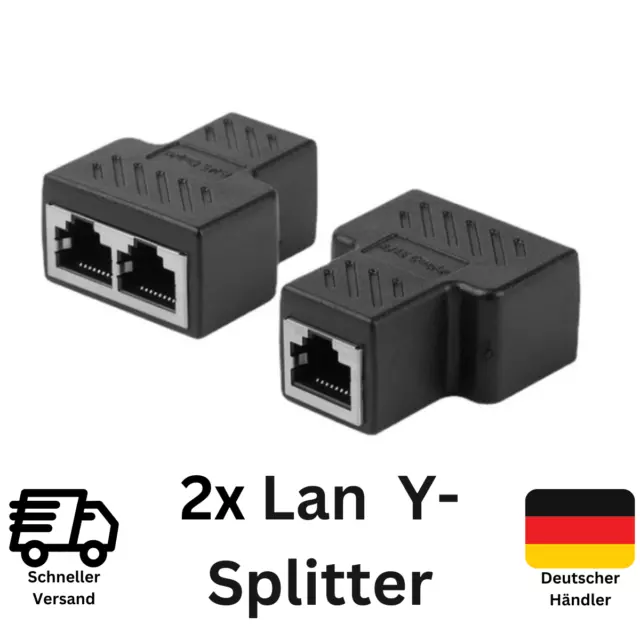 2x RJ45 Y Netzwerk Adapter Lan Verteiler 1zu2 Cat6A Splitter Ethernet Kabel NEU