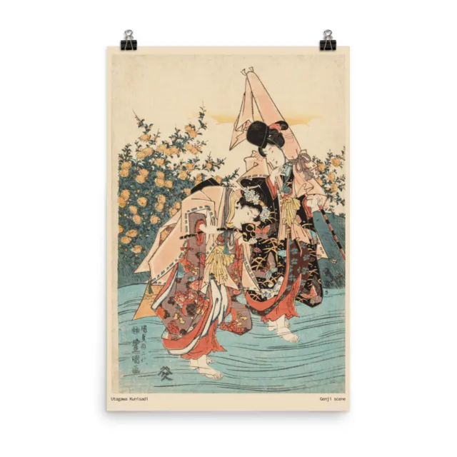Utagawa Kunisada, 1916, Japanese Poster "Genji scene", Geisha Art Print