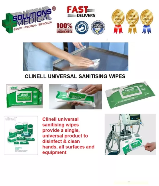 Clinell Universal Sanitising Wipes (Pack Of 40) All Surfaces & Safe On Hands.