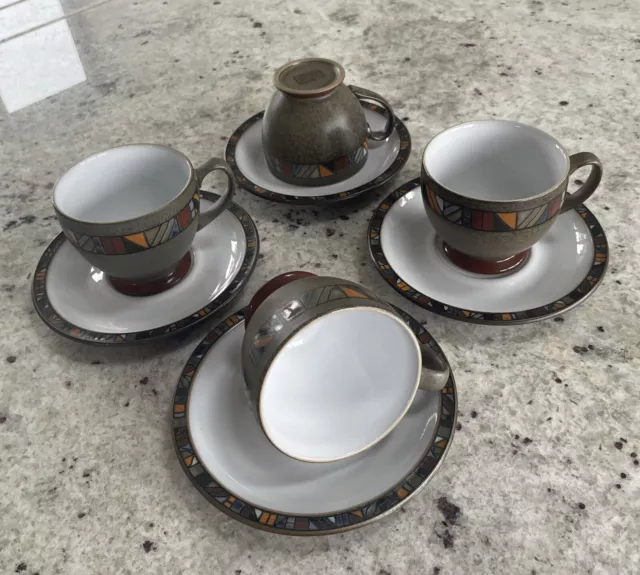 4 Denby Marrakesh Tea Duos - 4 Cups & 4 Saucers - RARE - VINTAGE - NEW