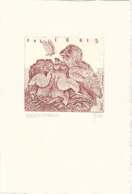 Exlibris Bookplate Radierung à Partir De Steenvoorden 1933-2010 Nestlinge