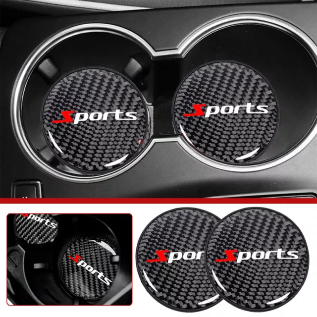 2x Car Cup Holder Anti-Slip Pads Insert Coasters Mats Carbon Fiber Accessories