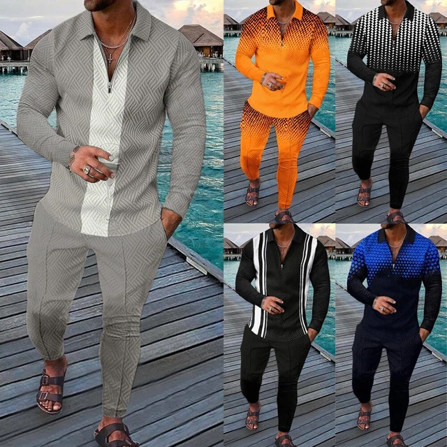 Elegante tuta sportiva uomo t-shirt tinta unita set pantaloni taglie