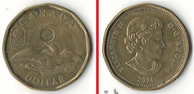 2014 1 $ LONDON SOCHI OLYMPICS Commemorative Dollar Coin 🍁 LUCKY LOONIE Canada