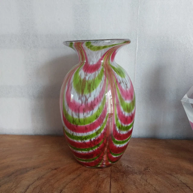 Très Beau Gase Certainement En Murano Décor Vert Et Rose