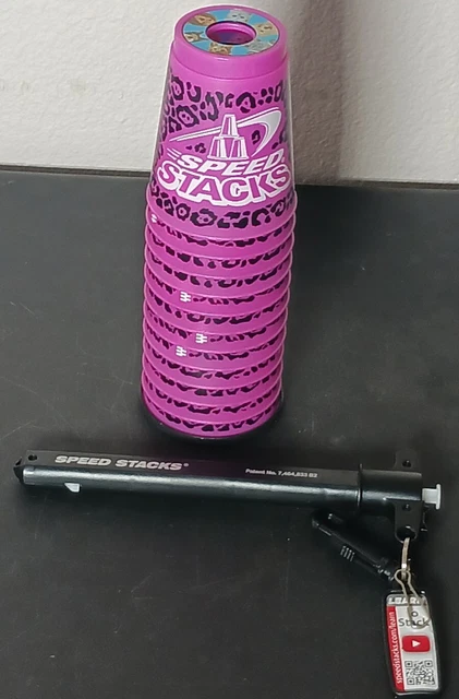 SPEED STACKS Official WSSA Rare Neon Pink Leopard Print 12 Cups HTF