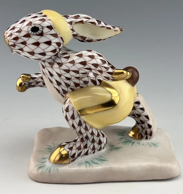 🦋 BRAND NEW HEREND Running Bunny Rabbit Chocolate Fishnet Figurine $440 Retail